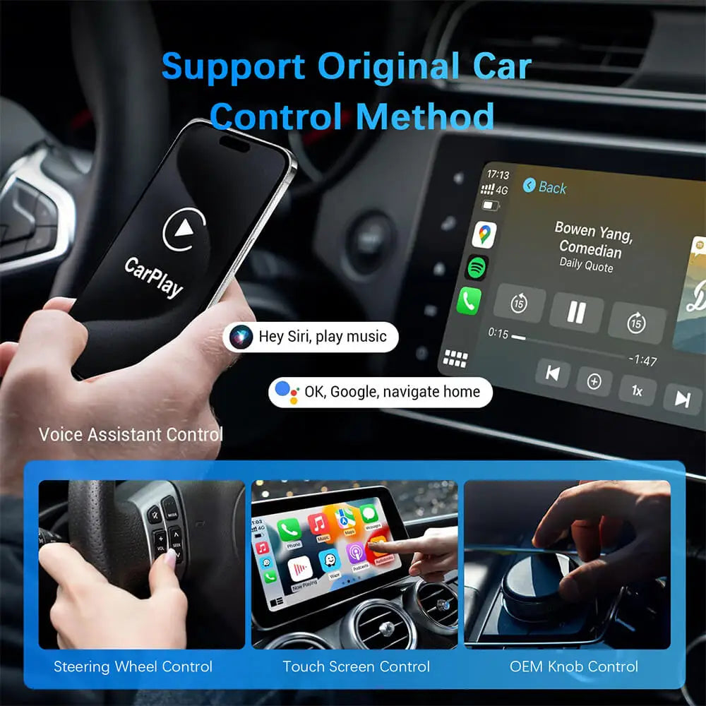 Wired to Wireless 2-in-1 Car Adapter CarPlay Android for OEM Car Radio with USB Plug and Play