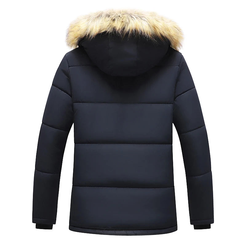 Men Winter New Windbreaker Fleece Warm Thick Jacket Parkas Coat Men Fashion Hooded Fur Collar Classic Casual Parka Men