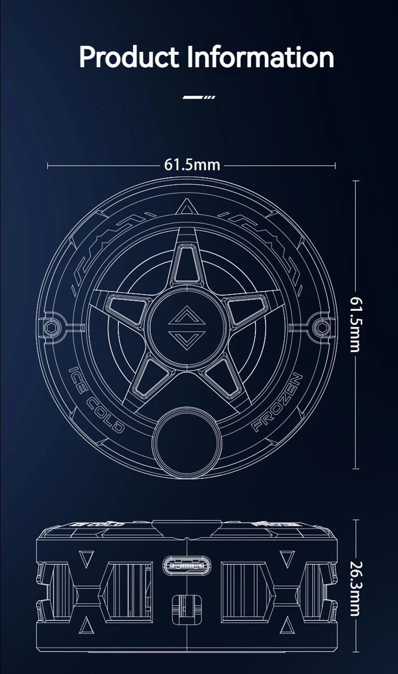 Refroidisseur de téléphone universel pour le jeu, ventilateur de refroidissement semi-conducteur magnétique avec écran numérique et lumières RVB