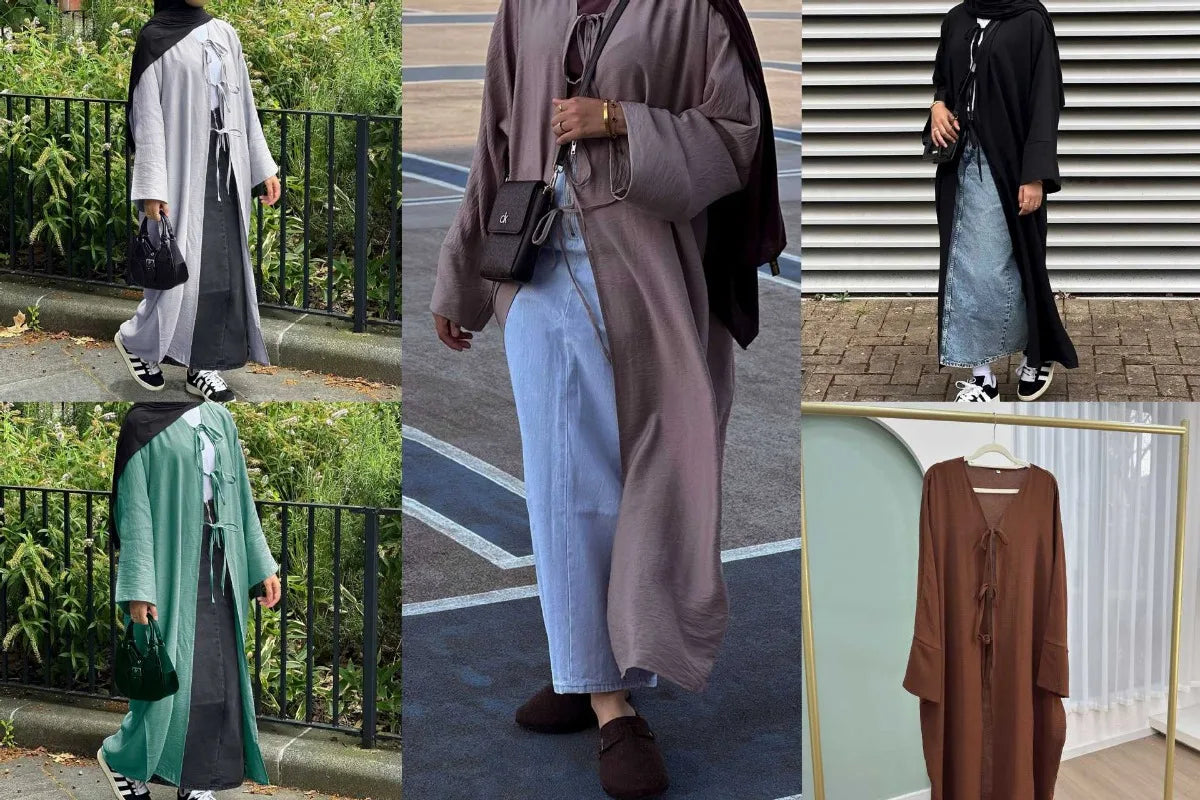 Robe Abaya Ouverte de Luxe pour Femme Musulmane, Cardigan Noir Modeste pour le Ramadan, Arabie Saoudite, Eid Dubaï, Robe de Soirée Islamique, Turquie, Vacances