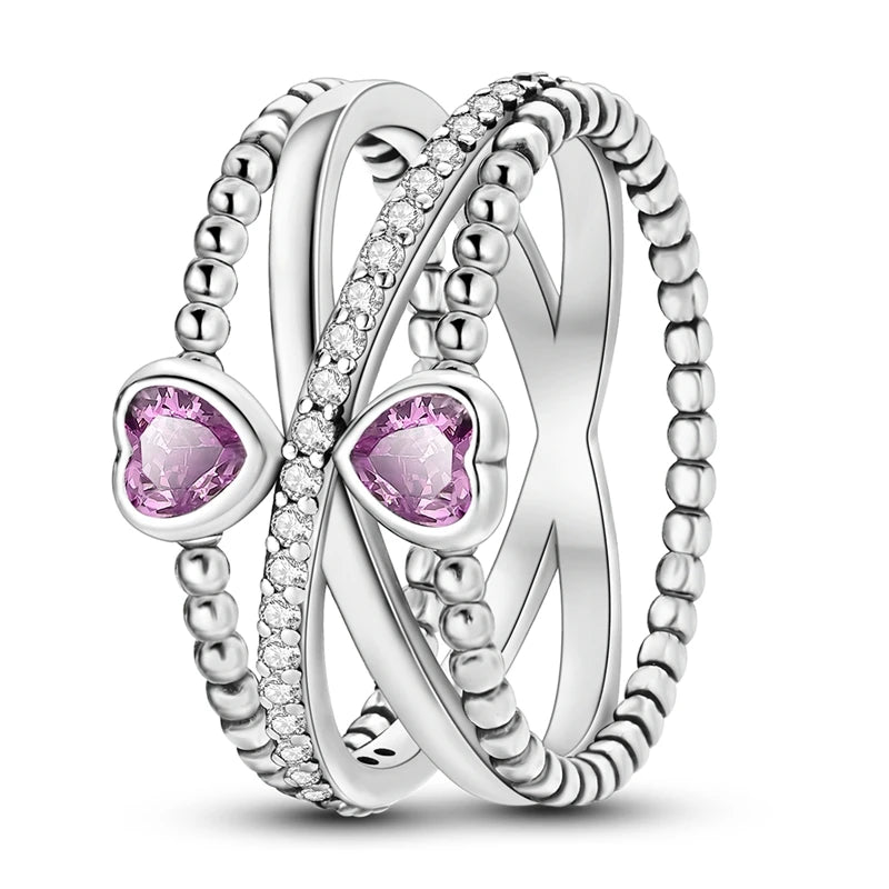 Anillos de plata 925, línea entrelazada, anillos enrollados geométricos de circonita, compromiso romántico, boda, San Valentín, joyería fina, regalo
