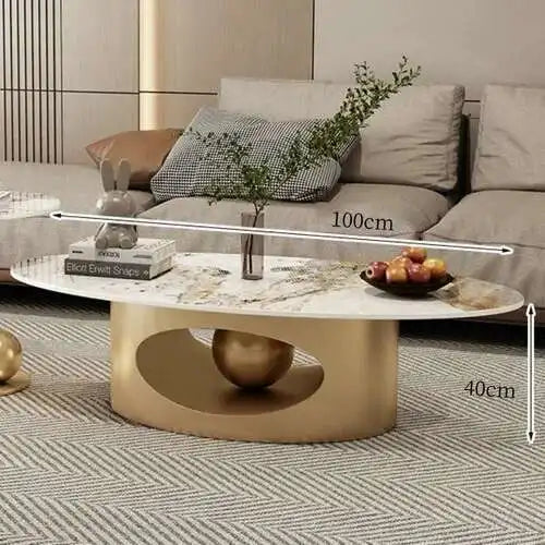 Modern coffee tables marble effect Deluxe Nordic oval white metal side table Premium Low Lounge Tables home furniture