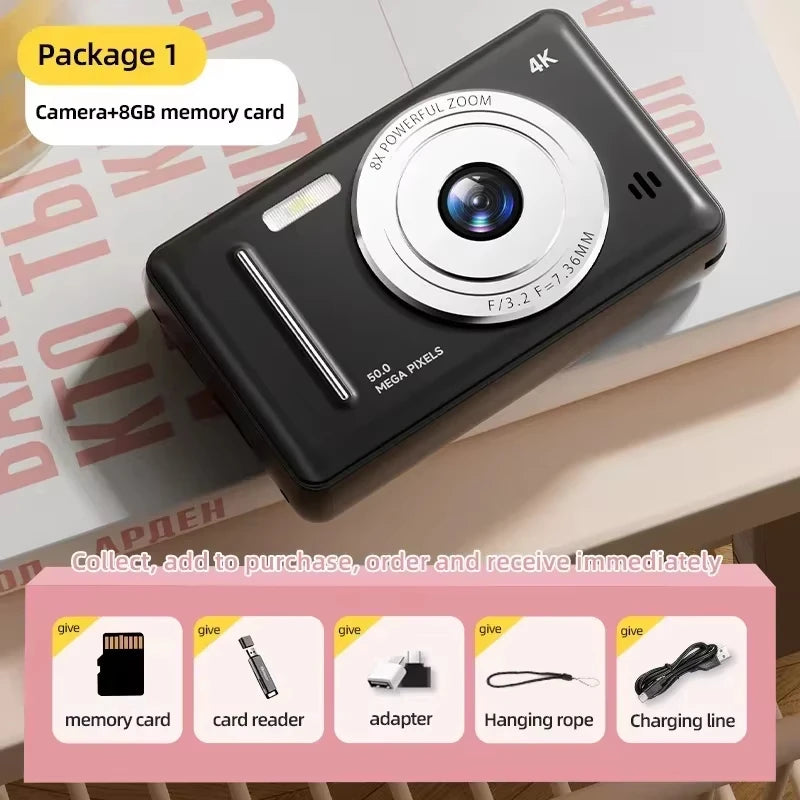 Cámara digital Xiaomi 4K Retro CCD portátil de nivel de entrada con doble cámara Flash de 50 millones de píxeles y enfoque automático