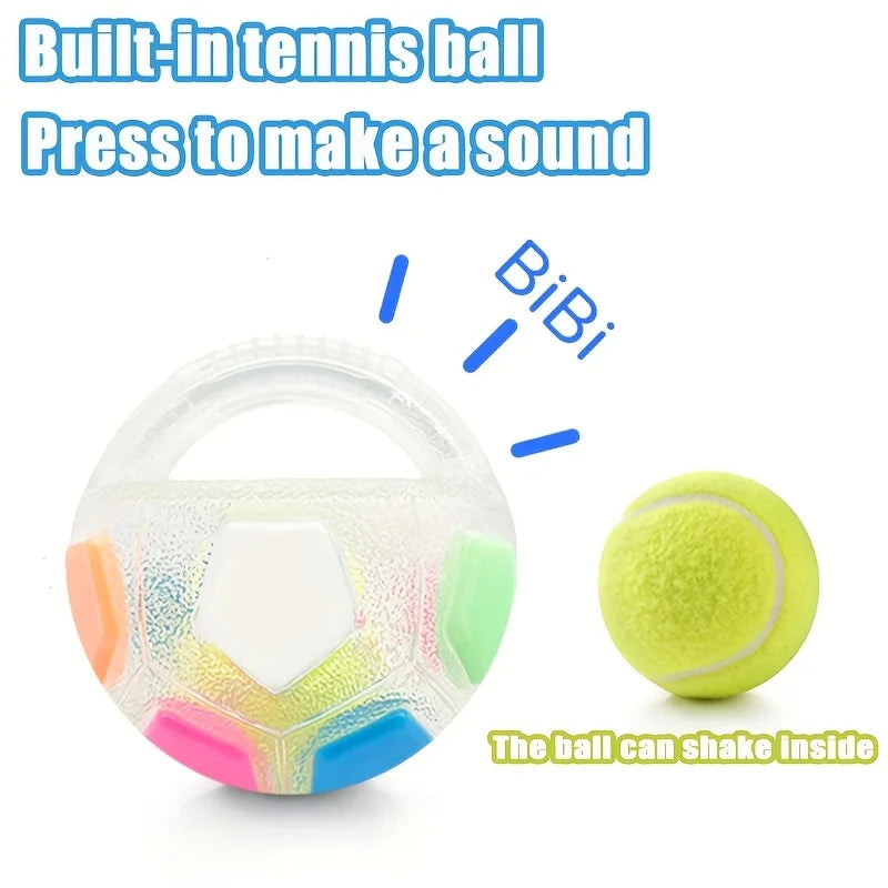 Jouet Chien Ballon de Football Vocal TPR — Poignée de Lancer, Interactif & Durable