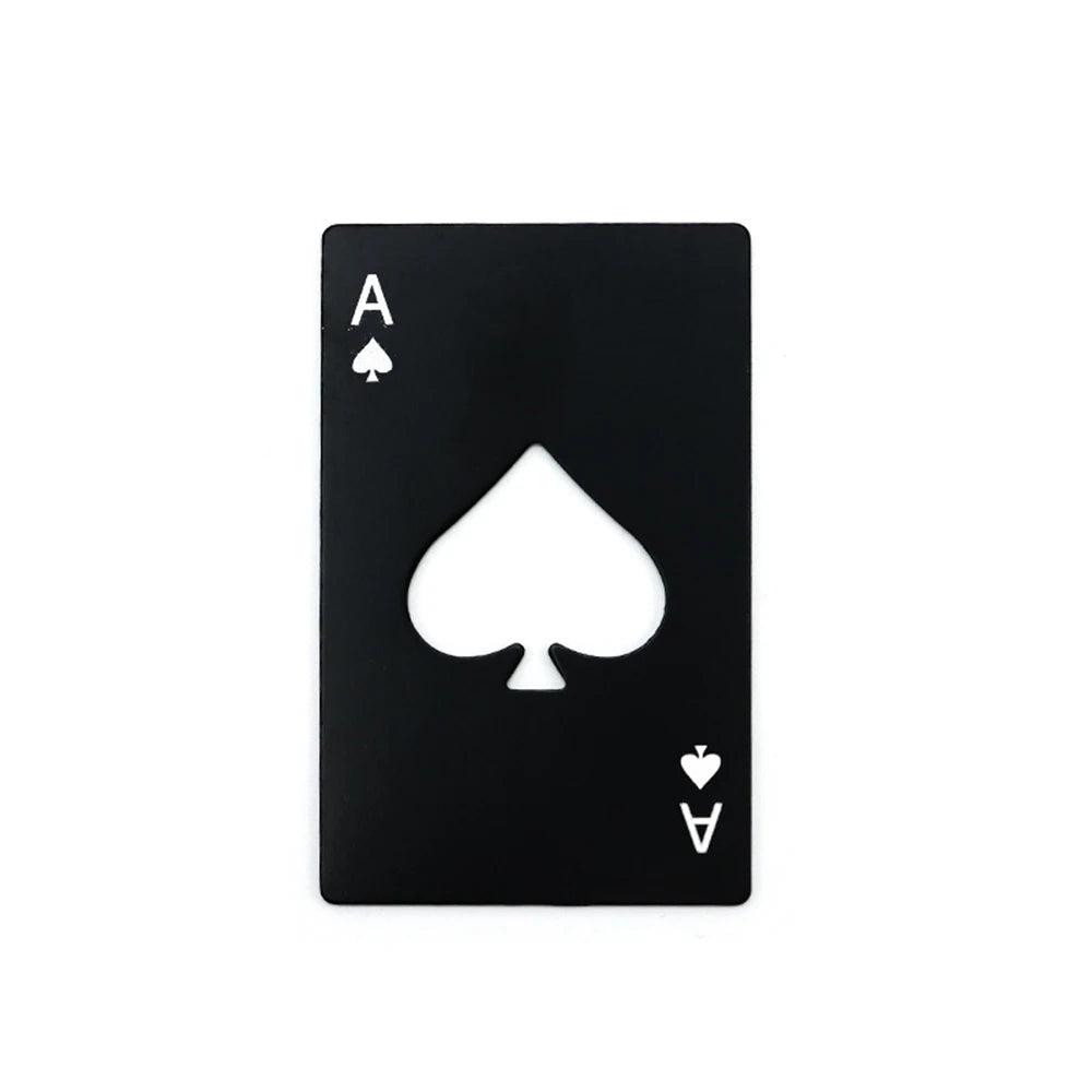 Palas de acero inoxidable, botellero, abridor de botellas, cartas de juego, abridor de botellas, tarjeta de crédito, abridor de cerveza.