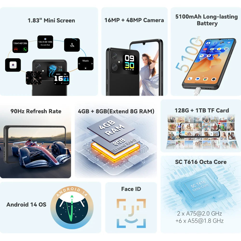 Cubot A20 Smartphone Android 14 — 12 Go RAM, 128 Go, Écran 6,74" 90Hz, 5100 mAh, 48 MP, 4G