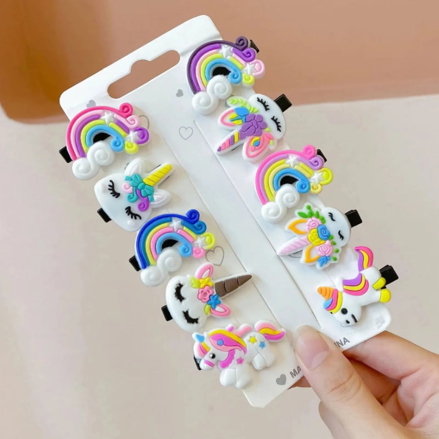 Pinces à cheveux licorne de dessin animé pour filles, jolies épingles à cheveux pour enfants, bandeau crème glacée, Barrettes, accessoires de mode, nouvelle collection 10 pièces/ensemble