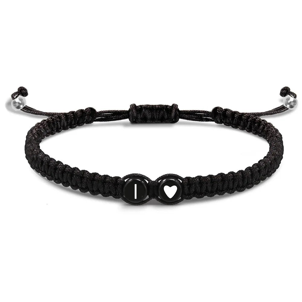 26 Initial Letter Heart Handmade Adjustable Bracelets A-Z Braided Name Bracelets for Women Men Friendship Jewelry Gifts