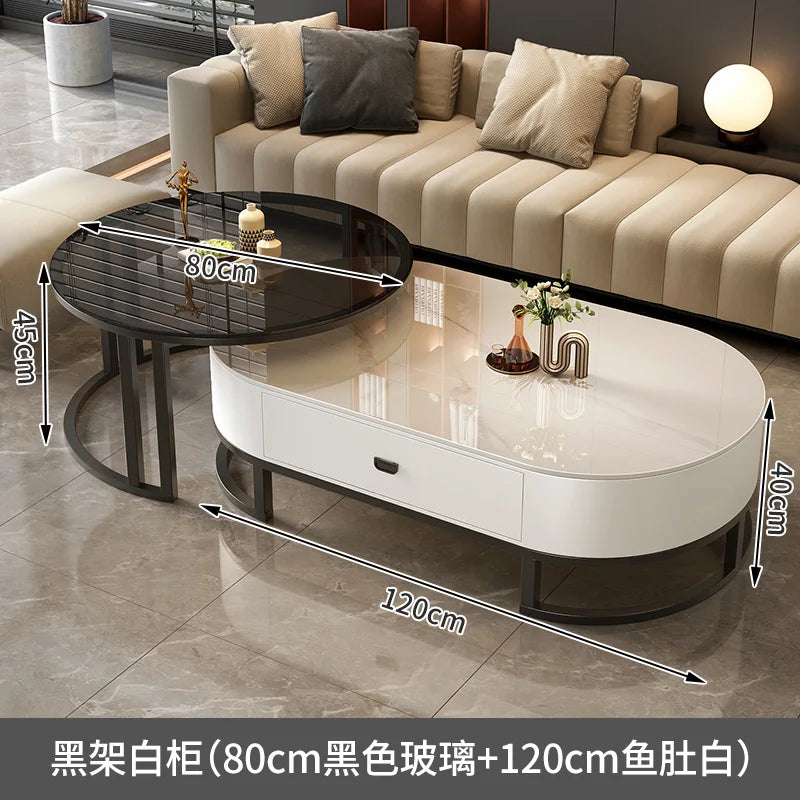 Luxury Extendable Round Modern Coffee Tables Minimalist Premium Design Book Furniture Mesa De Centro De Sala
