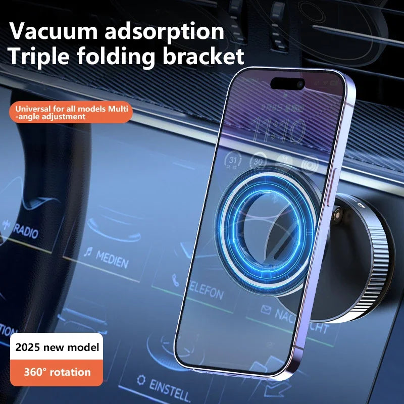 Support Téléphone Voiture Magnétique Pliable 360° — Fixation Ventouse Streaming