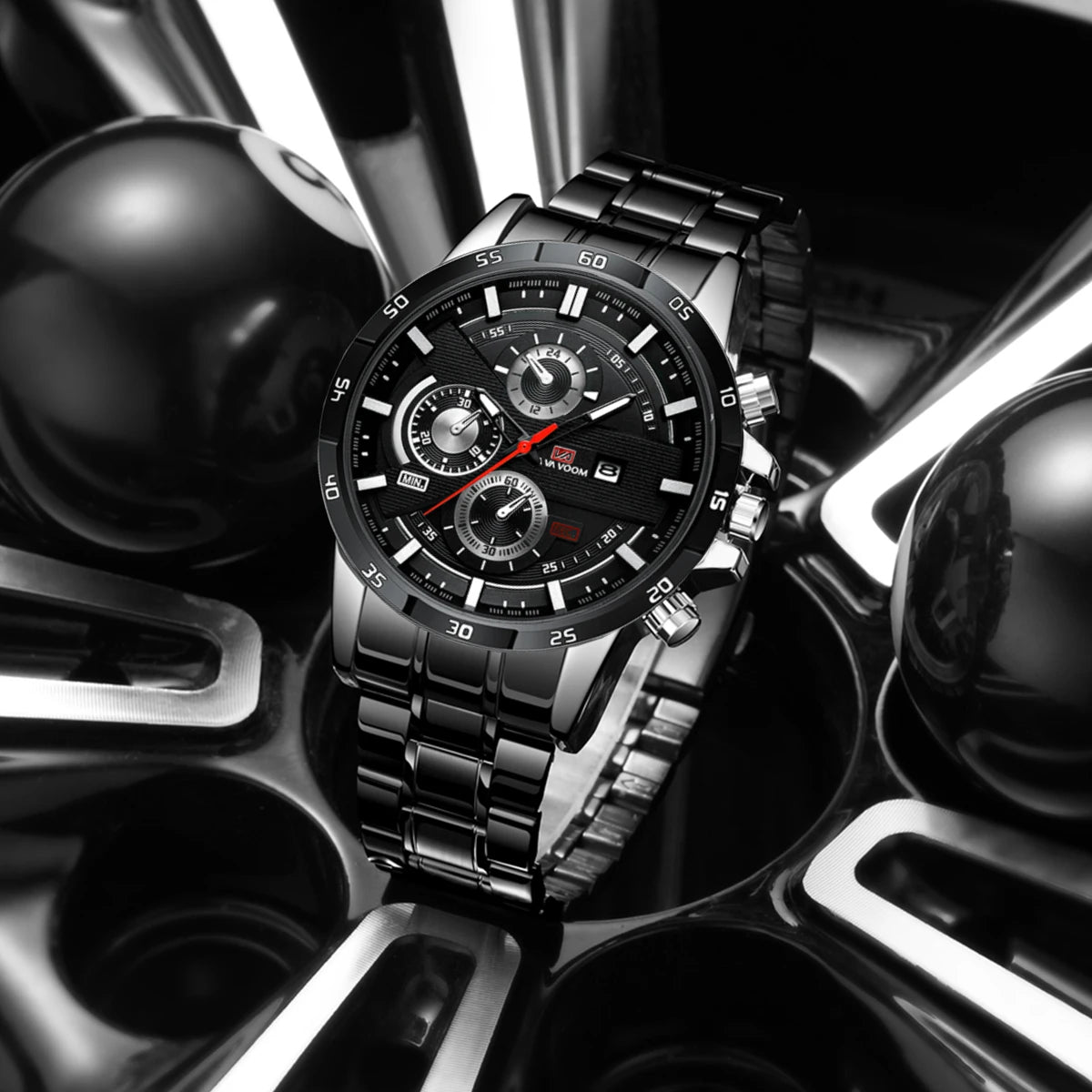 Montre à quartz en cuir pour homme, style sport, grand, décontracté, mode, original, noir, rose, or, calendrier, 46mm