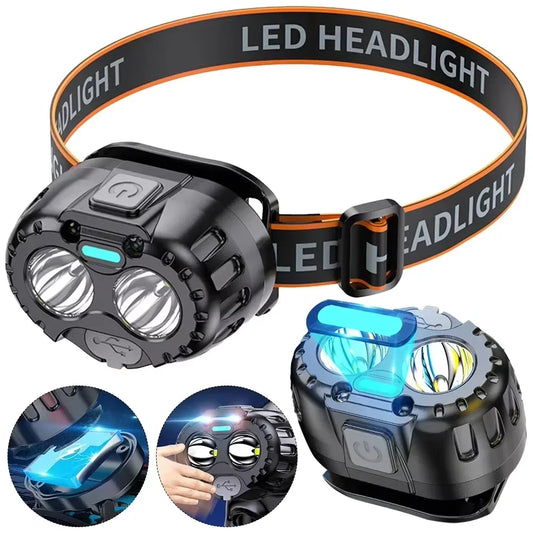 Lampe frontale LED puissante IPX4 étanche lampe de poche d'urgence 250LM XPE lampe frontale LED 500mAh pour la pêche en plein air Camping randonnée