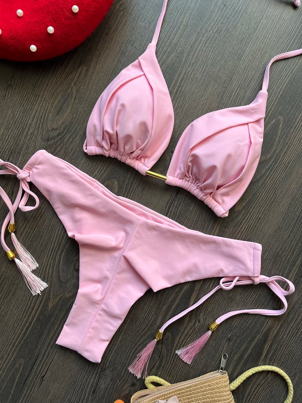 RUOTONGSEPT 2025 nouveau Sexy 13 couleurs Triangle maillot de bain pour femmes brésilien Bikinis maillots de bain Push Up maillot de bain plage Bikini ensemble