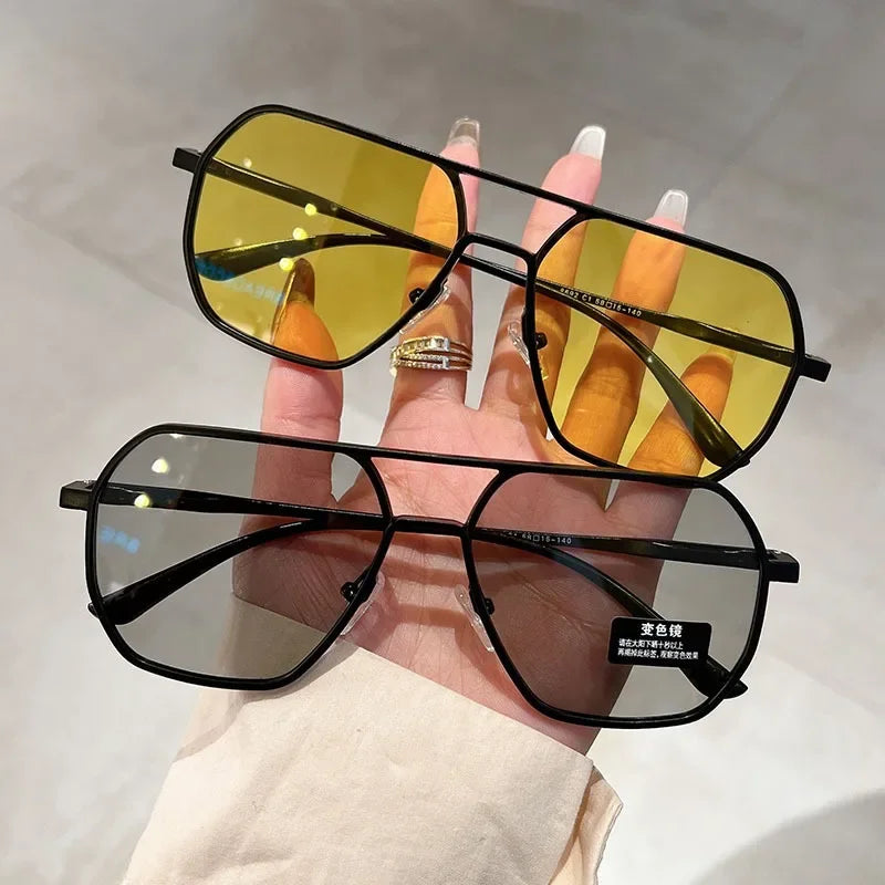 Men's Gradient Sunglasses, Large Frame, Pilot, Designer, Anti-ZE, Zones Me UV400