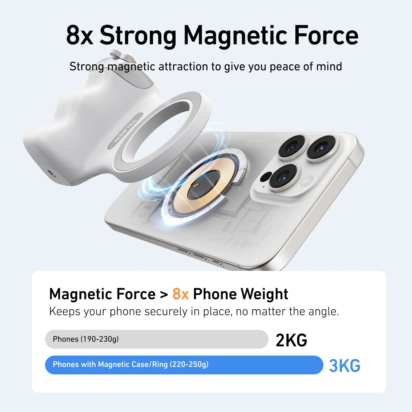 TELESIN Phone Camera Shooting Magnetic Handle Smartphone Stand Shooting Aid Remote Control Grip for iPhone Android Phone