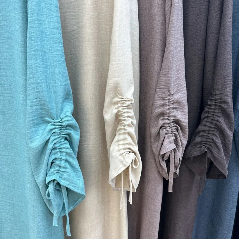 Robe modeste pour femmes musulmanes, arabie saoudite, Eid dubaï, Abaya uni, fête de vacances islamique, couleur unie, turquie, poignets à lacets, vêtements longs, 2024