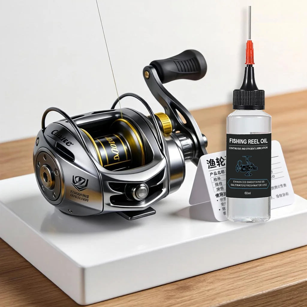 Huile pour moulinet de pêche avec aiguille de précision, lubrifiant pour moulinet pour un lancer fluide et une protection contre la corrosion, utilisation en eau salée et en eau douce