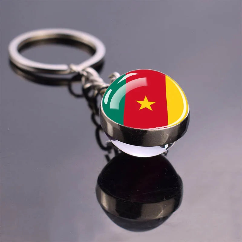 Porte-clés drapeau africain, algérie, somalie, tunisie, maroc, egypte, drapeau National, pendentif boule de verre Double face, cadeau