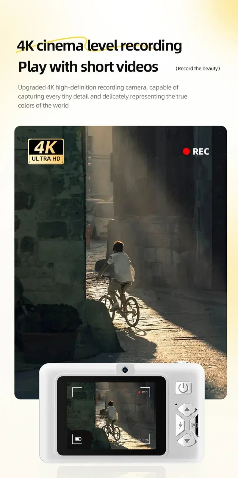 Cámara digital Xiaomi 4K Retro CCD portátil de nivel de entrada con doble cámara Flash de 50 millones de píxeles y enfoque automático