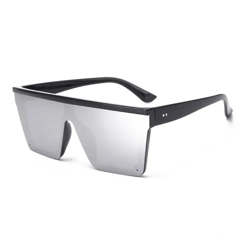 Nuevas gafas de sol de una pieza de montura grande, gafas de sol de montura cuadrada de moda europea y americana para mujer, gafas de colores