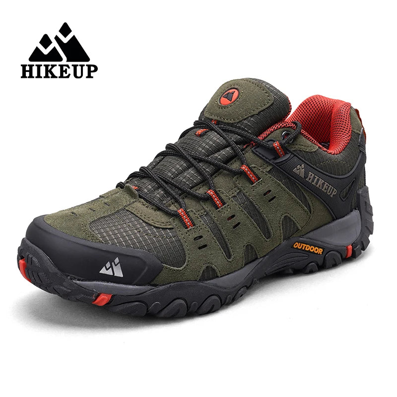 HIKEUP-Zapatillas de senderismo de cuero de ante para hombre, deportivas de exterior resistentes al desgaste, para trekking, caminar, cazar