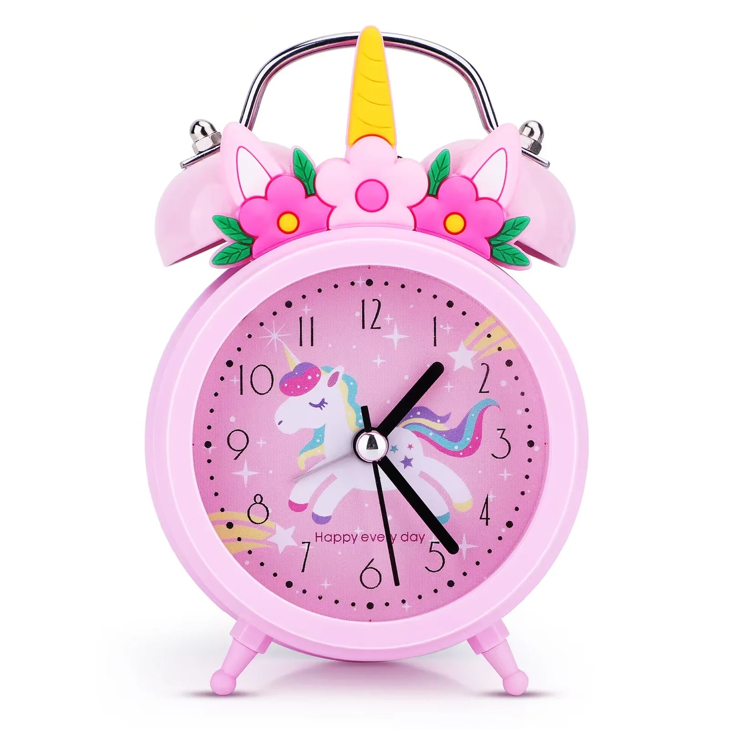 licorne pour Réveil enfant, reveil lumineux,,horloge à Double cloche avec rétro-éclairage,reveil matin, jolie horloge de bureau, décoration de maison, reveil,radio réveil,cadeaux pour enfants