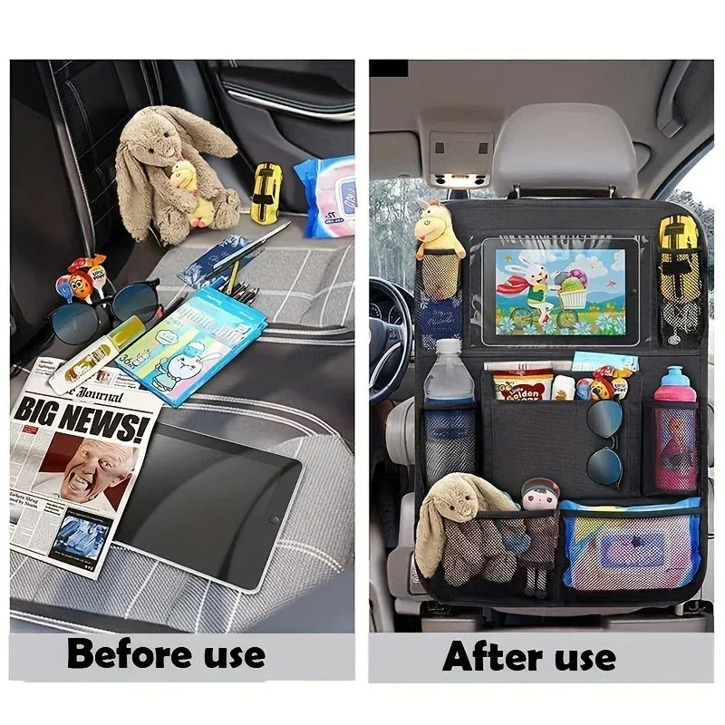Organisateur de siège de voiture multi-poches, matériau imperméable et Durable, parfait pour les voyages sur route et l'utilisation quotidienne, excellent cadeau pour les vacances, 1 pièce