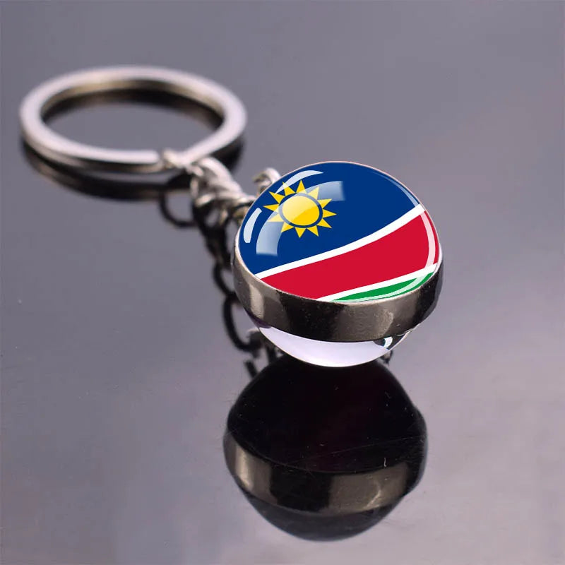 Porte-clés drapeau africain, algérie, somalie, tunisie, maroc, egypte, drapeau National, pendentif boule de verre Double face, cadeau