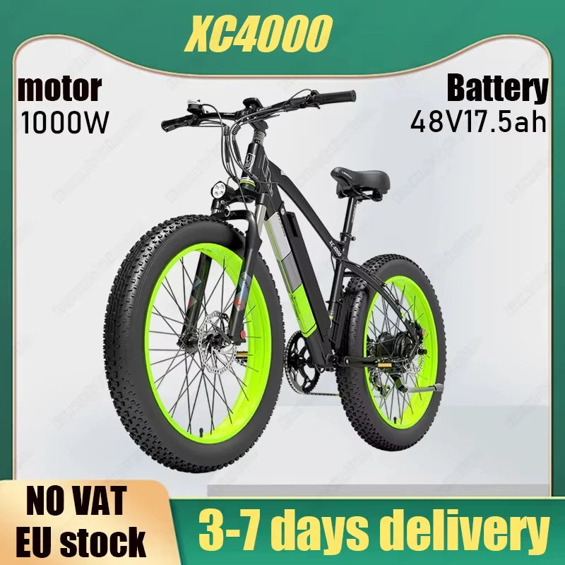 Vélo Électrique Ville 1000W Batterie 48V 17,5Ah — Frein Hydraulique Pneu 26x4,0 Pouces