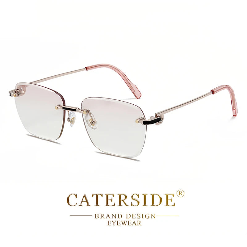 CATERSIDE New Rimless Pilot Sunglasses Men Gradient Sunglasses Women Retro Business Shopping UV400 Sun Glasses For Men
