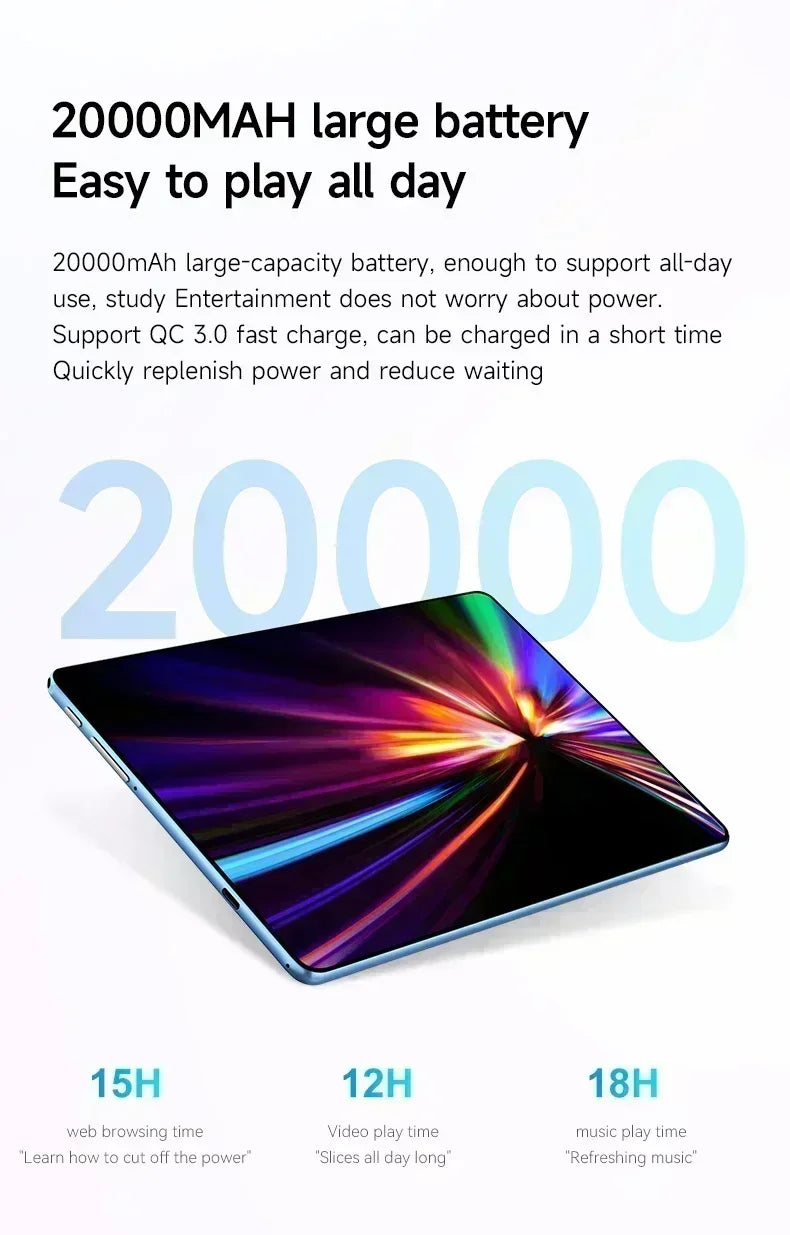 Tablette PC Android 16 2026 — 24 Go RAM, 2 To ROM, 5G, double SIM, écran HD plein écran, mini PC (v2)