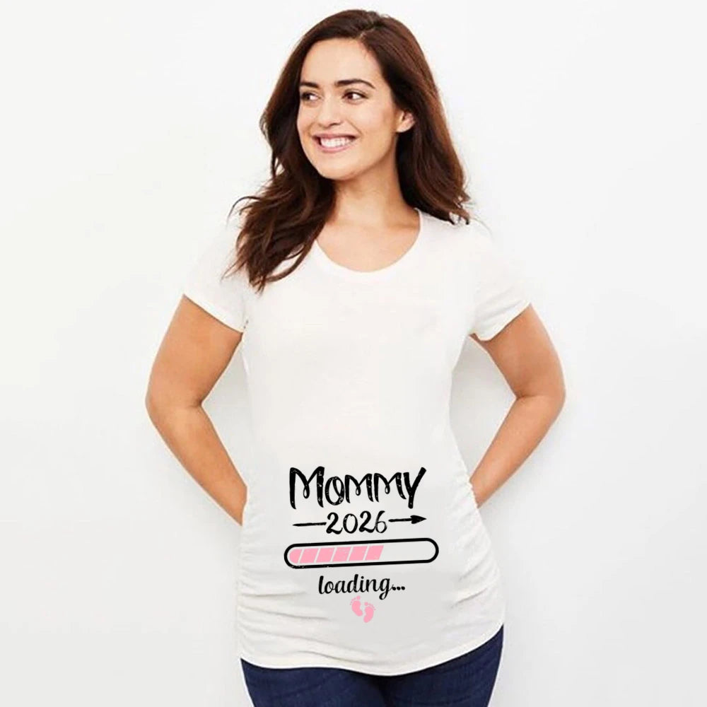 2026 nouveau mignon papa + maman + bébé imprimé Couple maternité T-Shirt annonce de grossesse chemise Couple enceinte T-Shirt vêtements