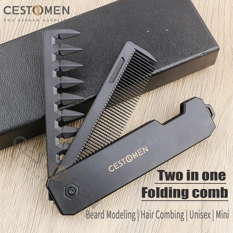 Nouveau 1/2/3 en 1 peignes pliants de poche en plastique à dents larges tête d'huile peigne barbe peignage barbier tondeuse peigne Salon outils de coiffure