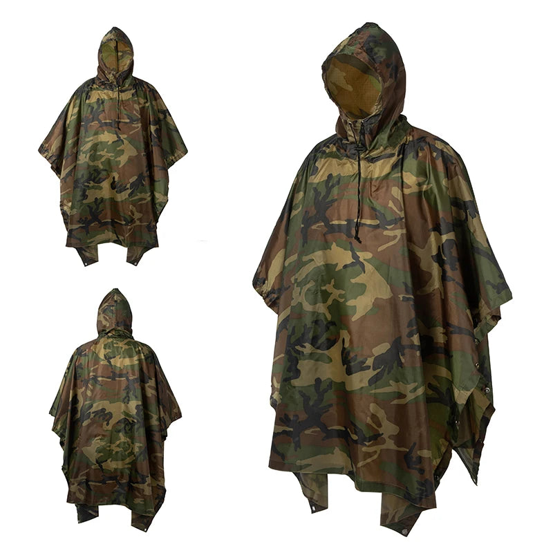 Poncho de Camouflage respirant pour l'extérieur, imperméable tactique de Jungle, observation des oiseaux, randonnée, chasse, combinaison Ghillie, équipement de pluie de voyage