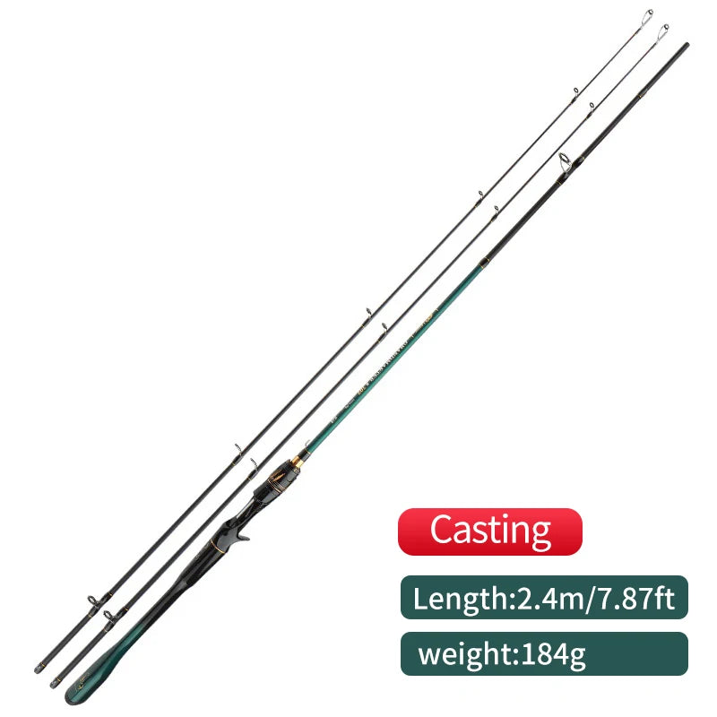 Canne à pêche ROLLFISH 2 Tips légère en fibre de carbone, puissance M/MH, spinning et casting, eau douce et eau salée
