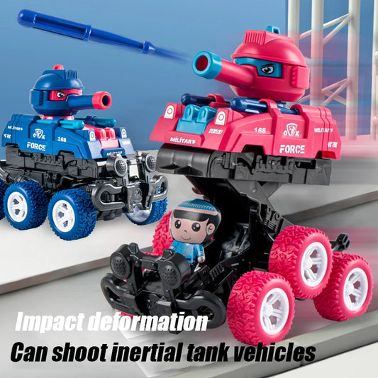 Precious Inertia Cars for Kids, 6-Wheel Drive Off-Road Vehicle, Collision Deformation Launch Model, Boys' Toys, Birthday Gifts
