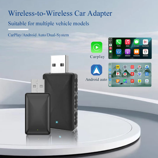 Adaptateur Sans Fil 2 en 1 Voiture — Boîte Intelligente IA Connexion Automatique