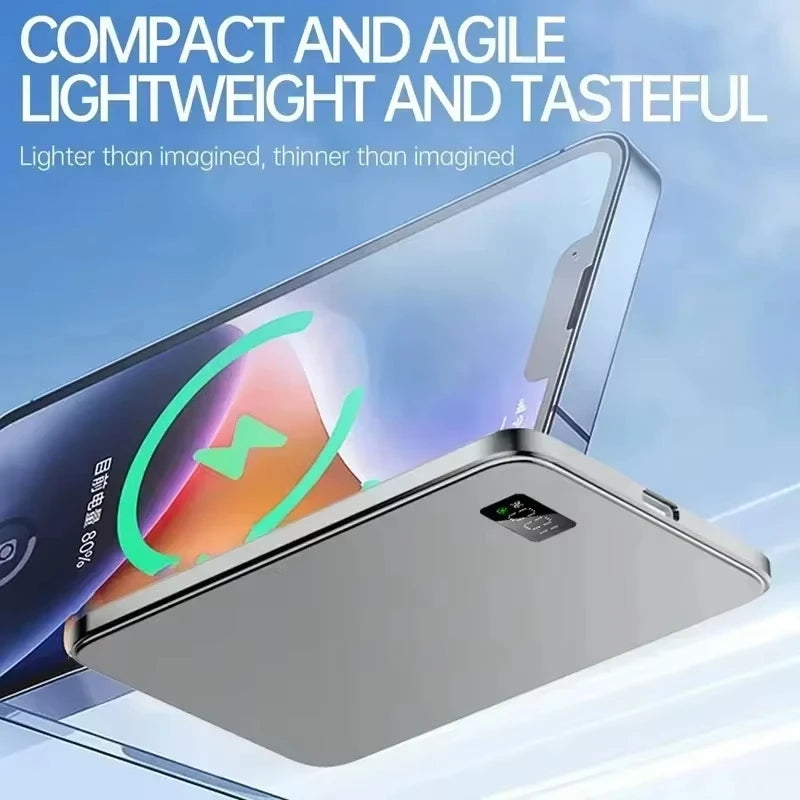 Batterie Externe Magnétique Sans Fil Ultra-Fine 500000mAh — Charge Super Rapide, Écran LED