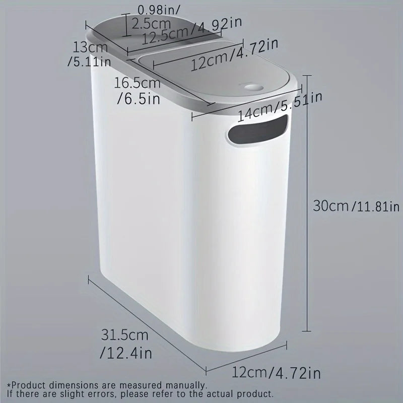 Cubo de basura de baño de 10 litros, cubo de basura creativo doméstico, cubo de basura tipo prensa con tapa, cubo de basura de cocina simple con papelera