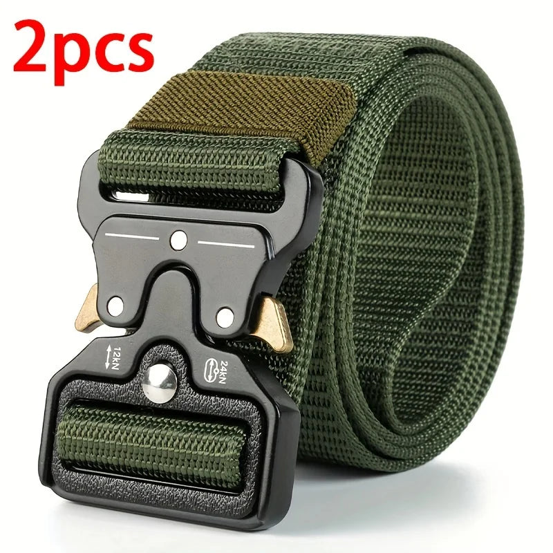 Cinturones tácticos multiusos para hombre, duraderos, diseño ajustable, para entusiastas de los deportes al aire libre, combina con jeans, para hombres y mujeres, 1 pieza/2 piezas