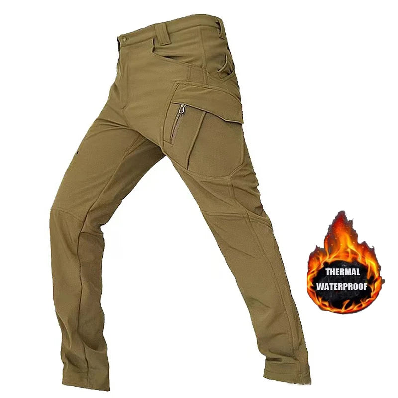 Chaqueta polar SoftShell para hombre, cortavientos con capucha para pesca, senderismo, camping, escalada, esquí, pantalones cálidos para otoño e invierno