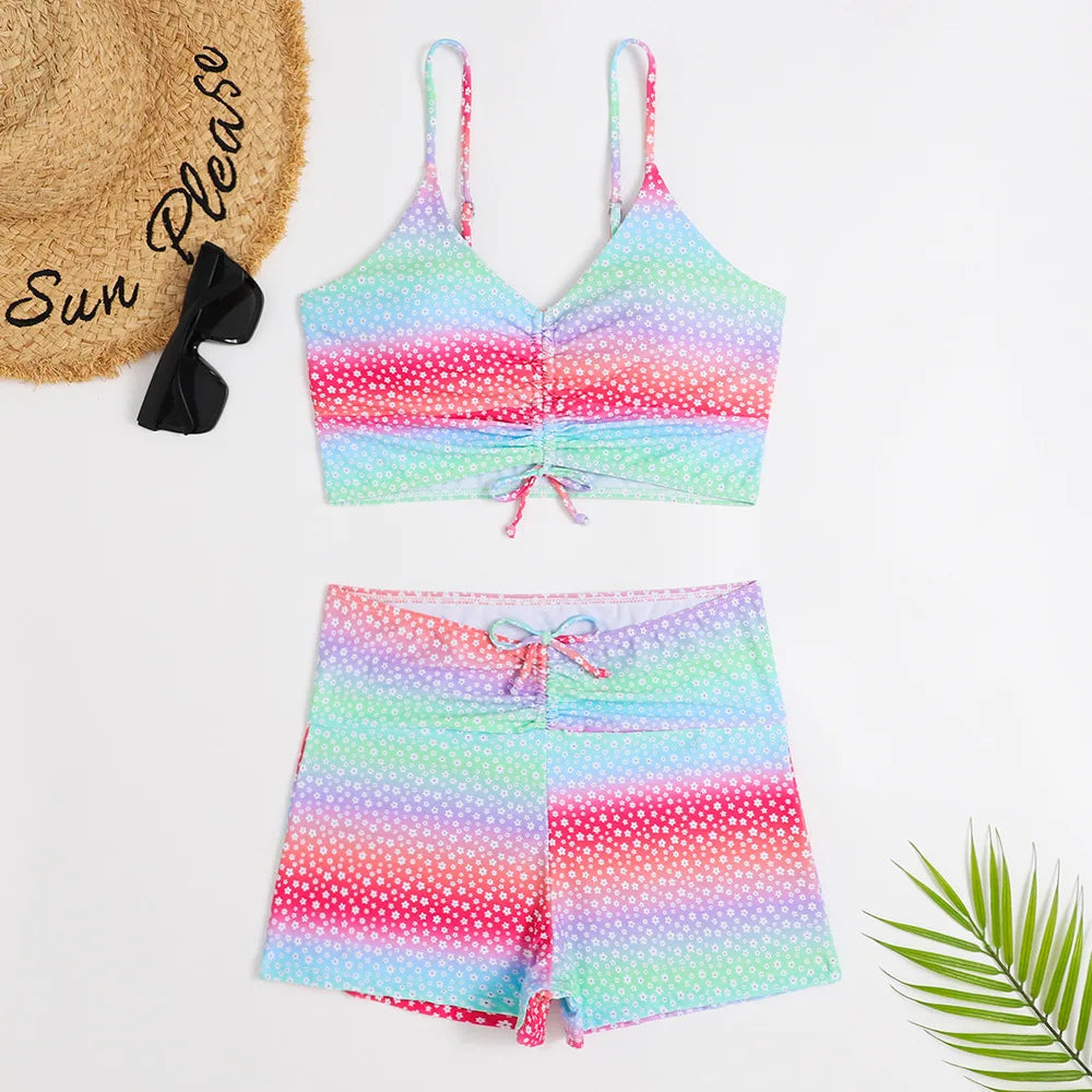 2025 taille haute Bikini maillot de bain femmes Push Up Bikini maillot de bain fleuri imprimé Bikini boxeurs maillots de bain maillot de bain maillot de bain