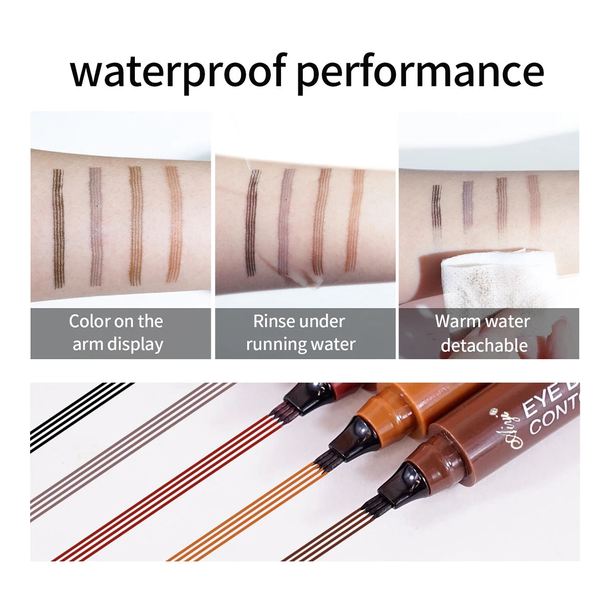 Crayon à 4 fourches pour microblading, maquillage pour les yeux, résistant à l'eau, naturel, longue durée, cinq couleurs