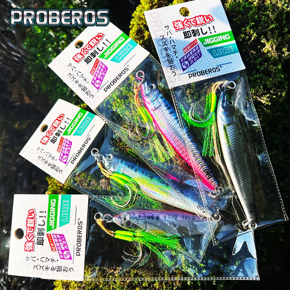 PROBEROS 1/4 pièces leurres de pêche au gabarit en métal à coulage lent-appât dur imprimé en 3D avec hameçons triples et lames en saule