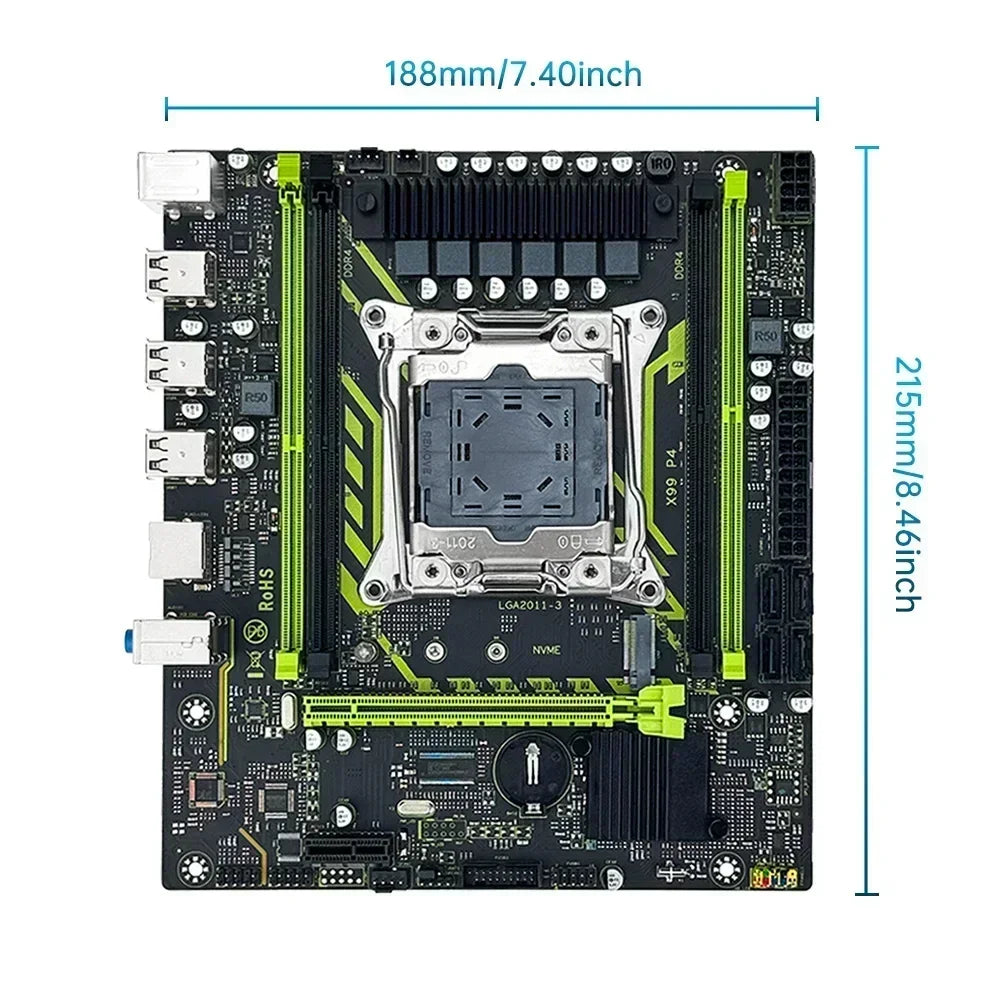 Ensemble de carte mère SOYO X99 avec processeur LGA2011-3 Xeon E5 2630 V4, DDR4 8 Go (1*8 Go) 2133 MHz RAM, NVME M.2 SATA, accessoires informatiques