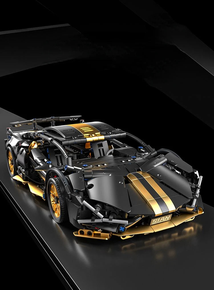 Blocs de construction de course de supercar noir, technologie 1:14, voiture en brique assemblée, jouet, cadeau d'anniversaire pour garçons