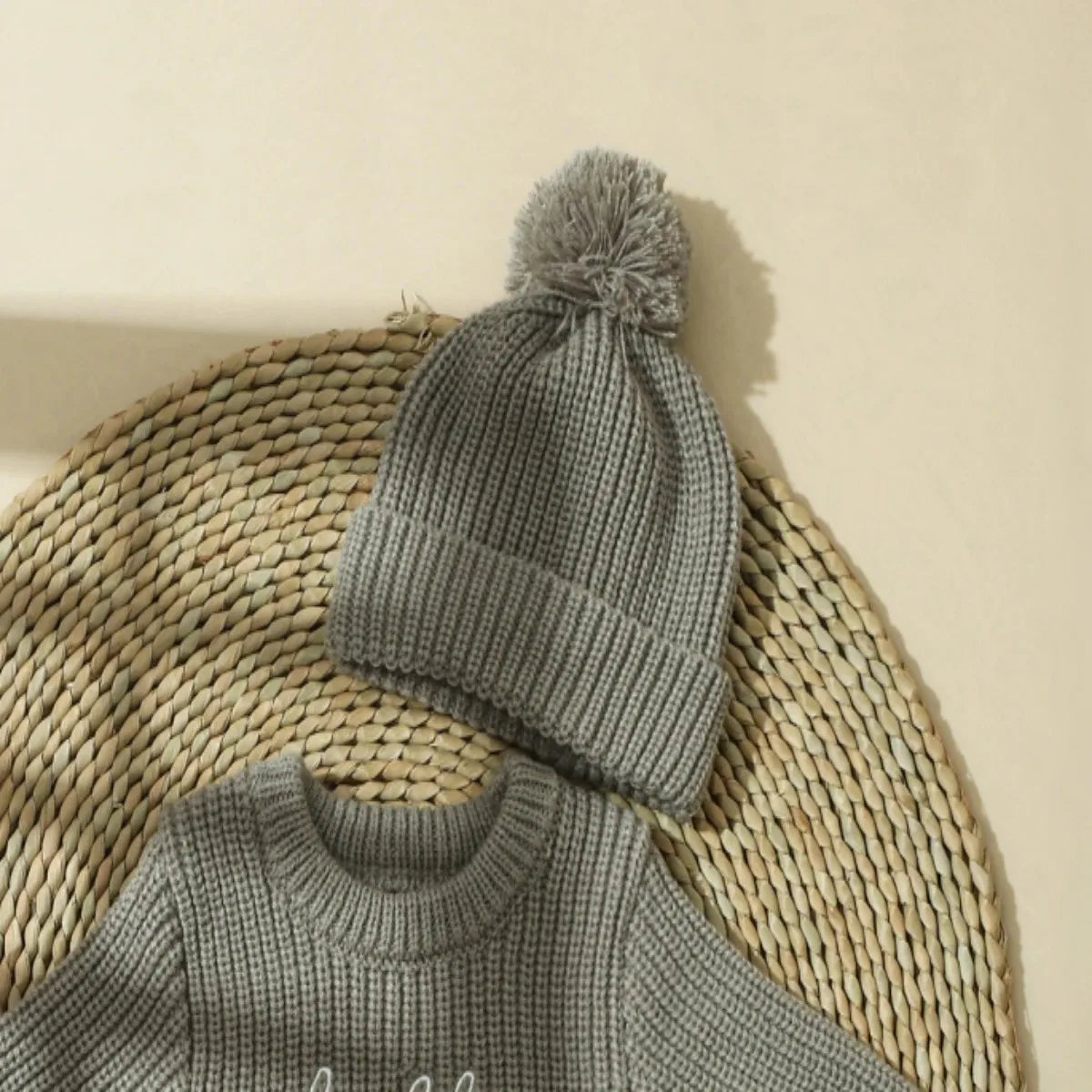 Hello World – pelele de punto para recién nacidos con gorro de pompones a juego, suéter para bebés niños y niñas, conjuntos para sesión de fotos, HD