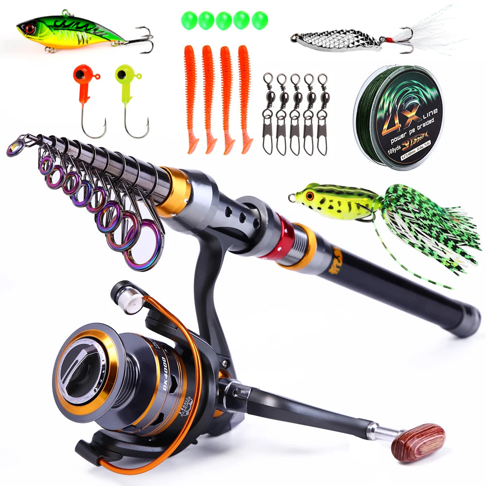 Sougayilang – canne à pêche télescopique de 1.8 à 3.6m, accessoire Portable de voyage avec moulinet à 11 roulements