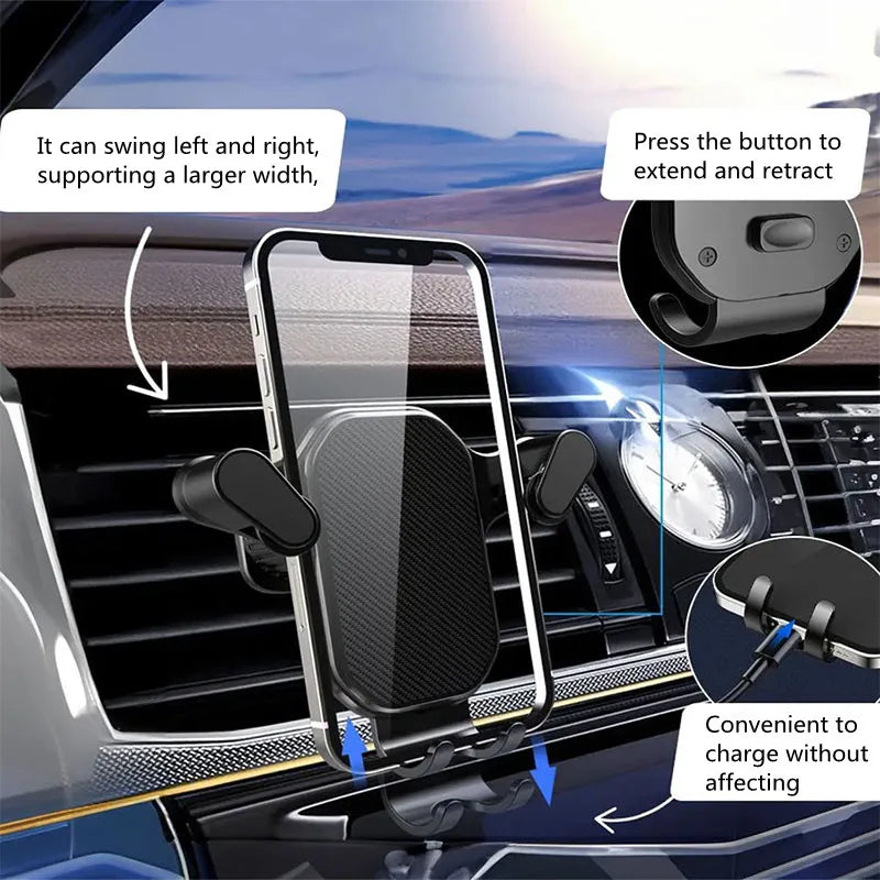 New Gravity Car Phone Mount, Vent Clip, Mobile Cell Holder, GPS Stand for Smartphone, iPhone Mobile Phone
