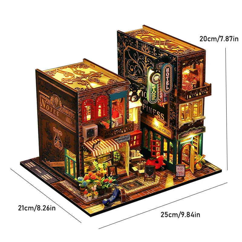 Casa de muñecas de madera, modelo de jardín, puzle 3D, kits de construcción para montar, juguetes, decoración de dormitorio con luces LED, regalo para casa de muñecas, bricolaje